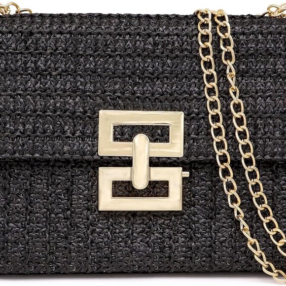 Lightweight Summer Straw Clutch with Reinforced Chain - Trendy Women’s Accessory - Picture 1 of 6